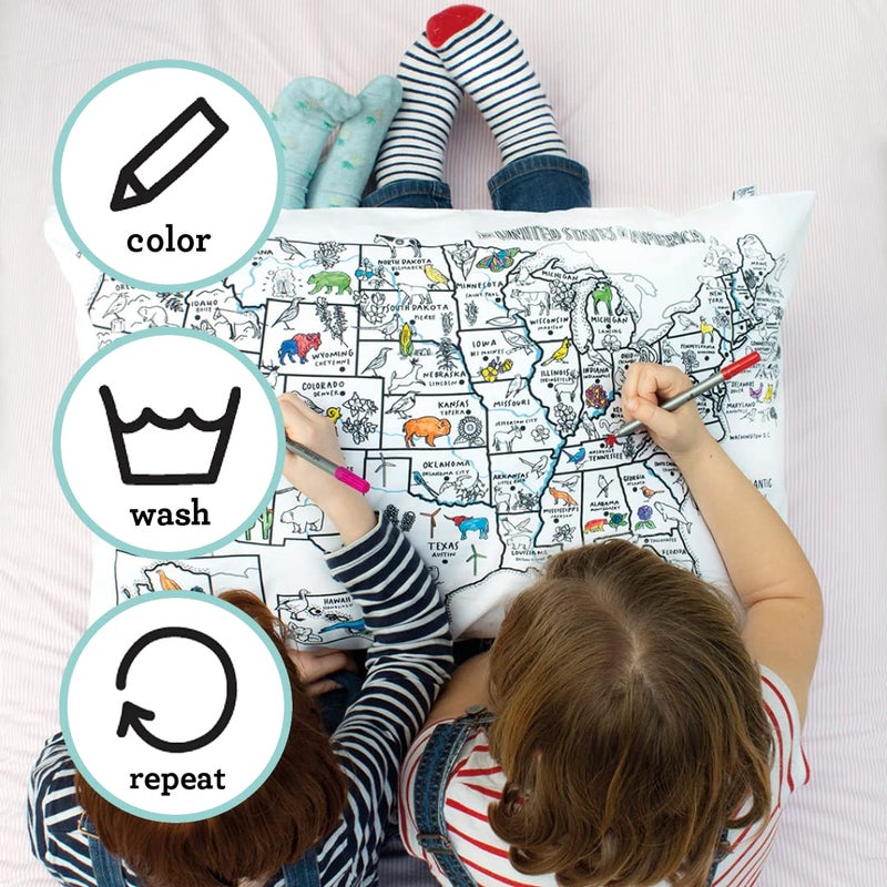 eatsleepdoodle Coloring Pillowcase for Kids â€“ Reusable DIY Pillow Cover with Washable Markers, Educational Arts & Crafts Activity for Boys & Girls, Fun Gift for Creative Play, Machine Washable - eatsleepdoodle - Image 4